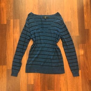 Massimo Heather Blue Sweater w/Black Stripes